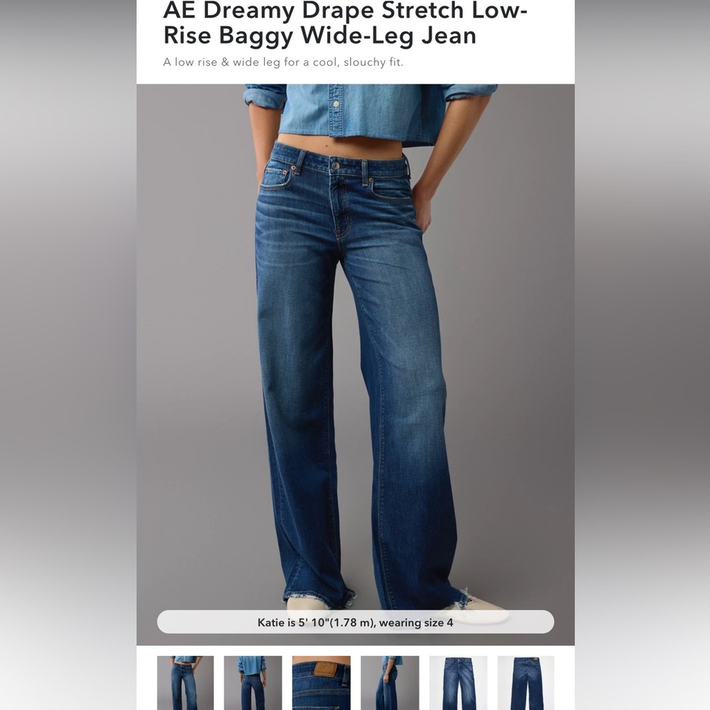 American eagle dreamy drape low rise wide leg jeans 4 regular